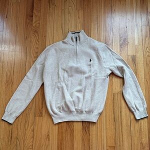 Polo by Ralph Lauren Men’s Beige Half-Zip Sweater with Black Pony